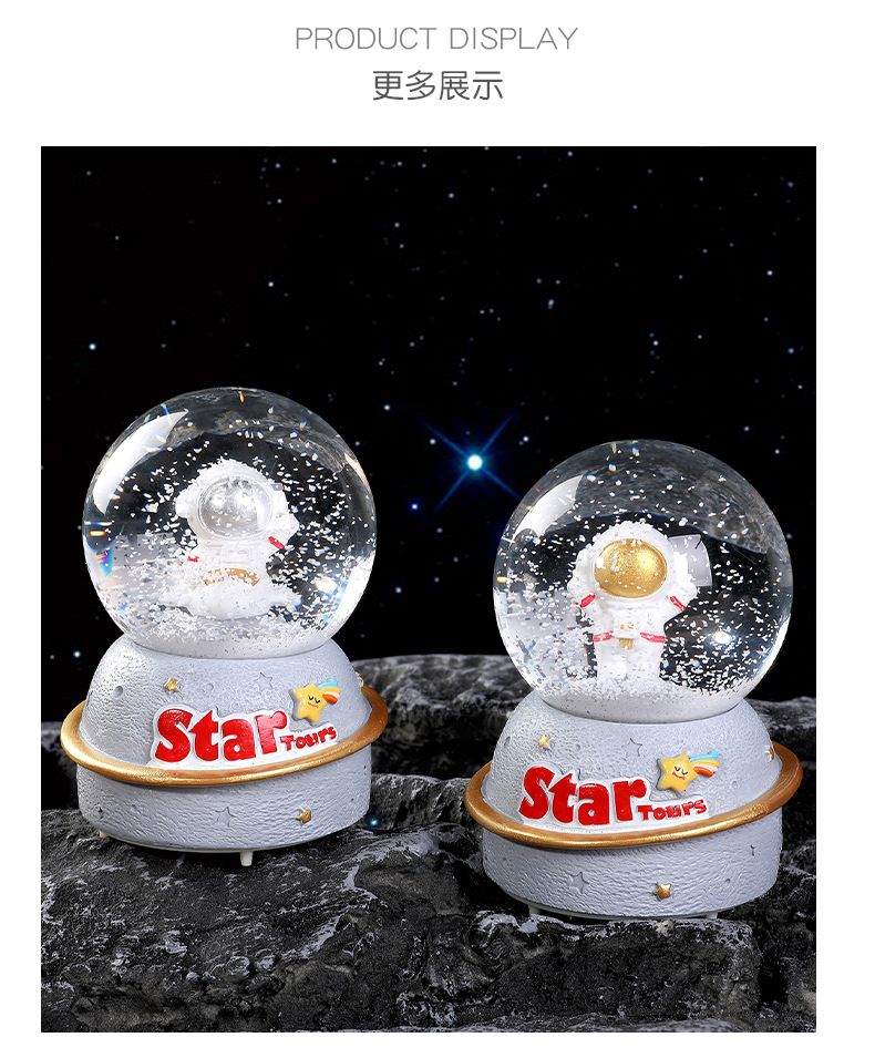 Astronaut Crystal Ball, music box, music box, Snowfall, Mermaid Princess, girls, children, birthday gifts, Christmas pic 9