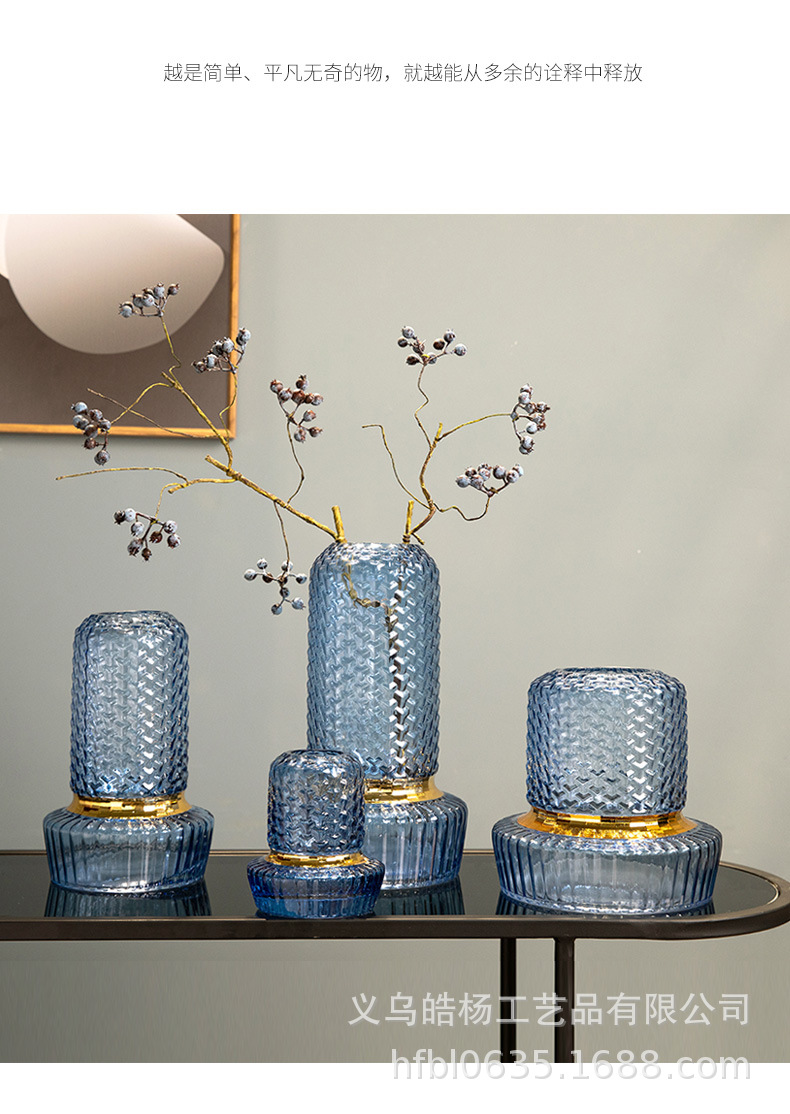 Nordic creative, simple and colorful gilded glass vase, fresh fresh flower display, living room water-grown dried flower arrangement, flower vases pic 4