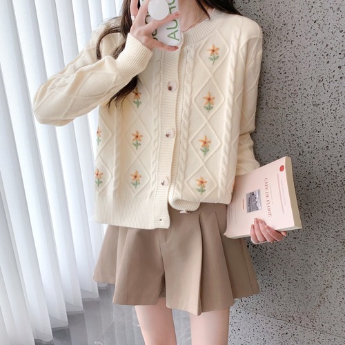 撞色针织开衫上衣女2022秋冬新款宽松慵懒风外穿软糯毛衣外套女装详情6