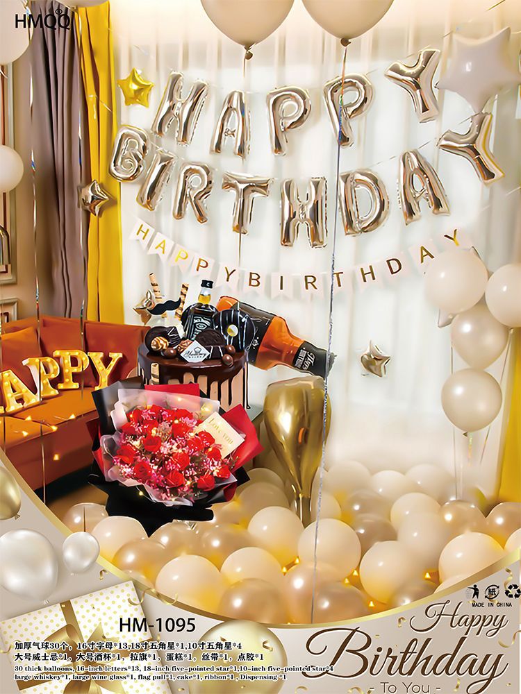 生日快乐装饰气球成人生日派对场景布置惊喜女孩男孩背景墙道具详情31