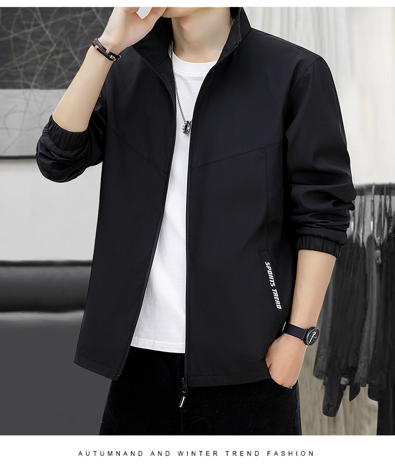 秋冬加绒加厚夹克男立领休闲商务男士好搭外套男大码运动户外男装详情11