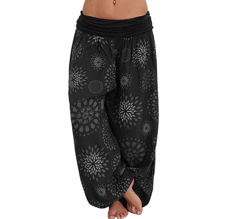 2023秋季亚马逊独立站女士时尚数码印花宽松阔腿裤哈伦休闲女长裤详情3