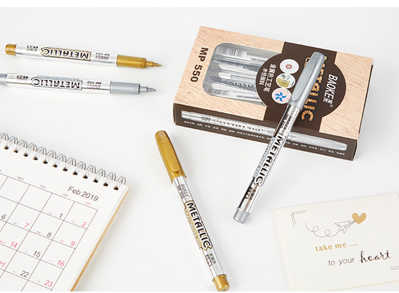BAOKE 550 Gold and Silver craft pen Sign-in pen, Metal gilding signature pen, Colored marker pen, water-based paint pen pic 13
