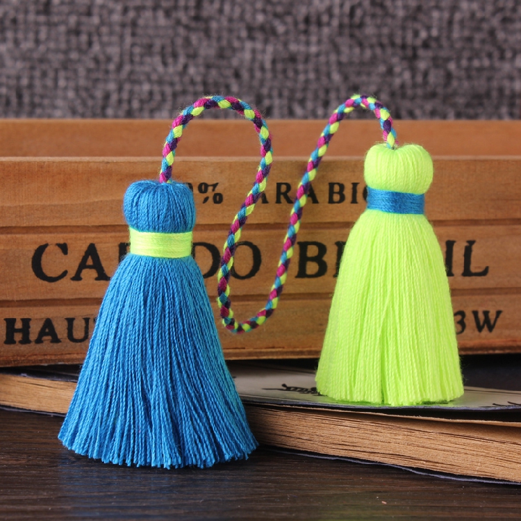 New color-offset double-ended cotton thread tassel handcrafted clothing, cheongsam with lapel button and Chinese-style classical tassel pendant pic 30
