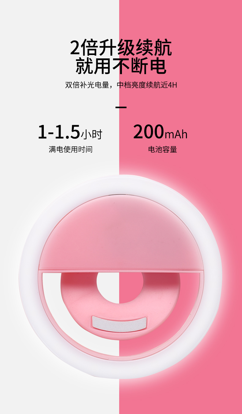 Circular ring-shaped mobile phone fill light, charging selfie light, LED flash, RK12 beauty anchor live streaming, printed LOGO pic 5