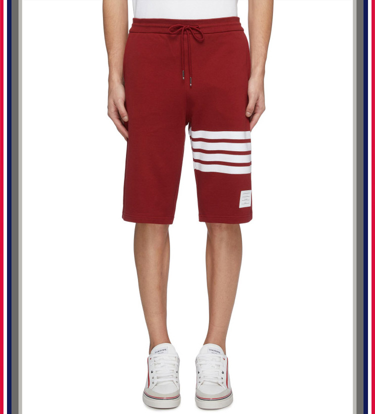 TB teñido teñido cuatro barras rayas moda hombre verano moda pantalones de algodón moda marca pantalones medios pantalones deportivos pantalones casuales hombres pic 24