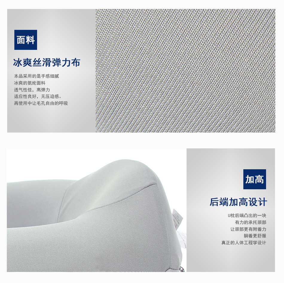 Solid-color memory foam neck pillow, U-shaped pillow, travel neck support pillow, office U-shaped nap pillow, high back support for the back of the head pic 20