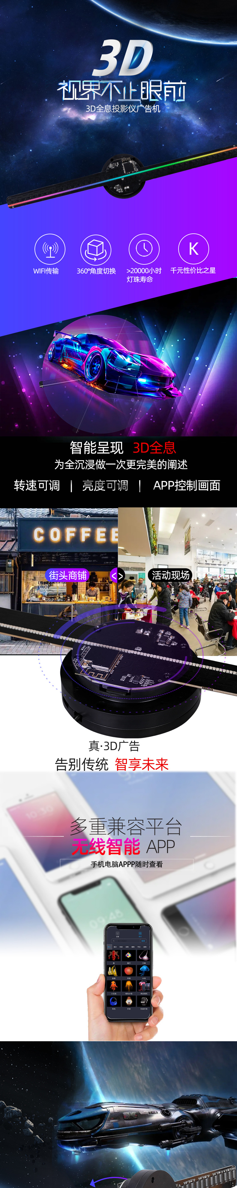 High-definition 3D holographic Advertising machine Advertising screen fan screen LED protective cover bracket integrated pic 4