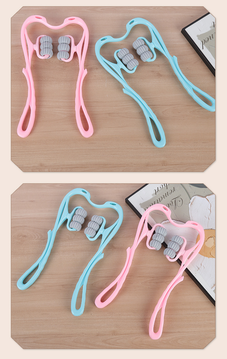 Circular massage wheel cervical massager, manual massage for the neck and shoulders, six-wheel massager with neck clamping pic 11