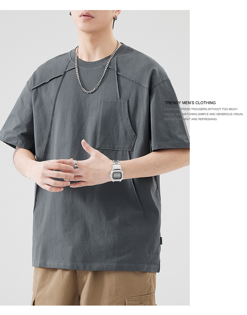 夏季体恤男女青年款百搭舒适休闲透气纯色短袖圆领宽松t恤套装详情8