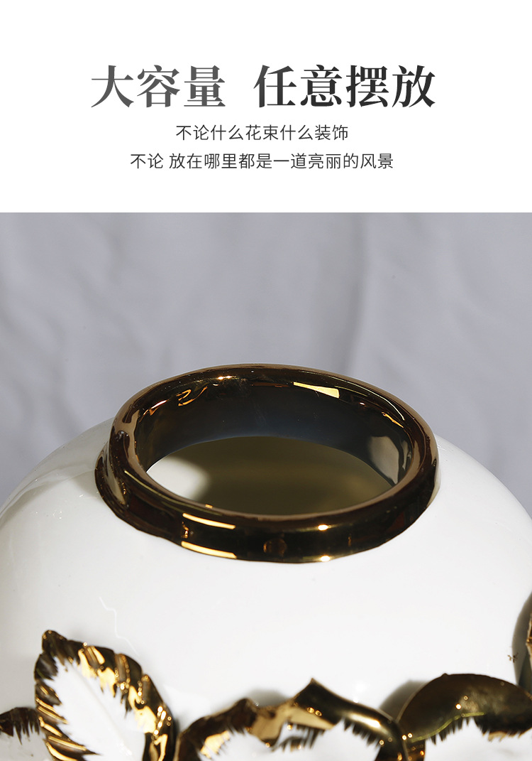 New ceramic electroplated decal golden general jar, European-style flower arrangement vase, handicraft display item, decorative storage jar pic 4