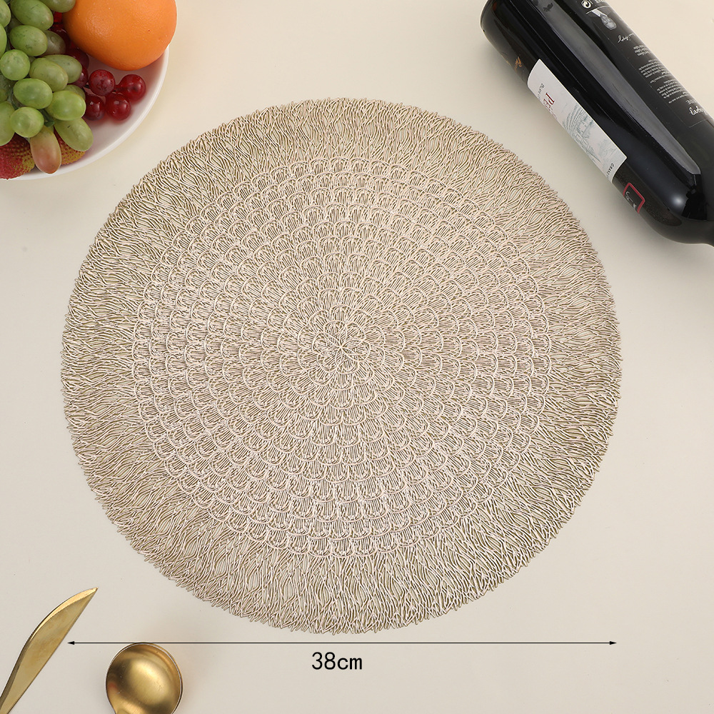 New round living room table mat, PVC anti-stain and anti-oil table mat, creative hollowed-out lotus flower coffee table mat wholesale pic 5