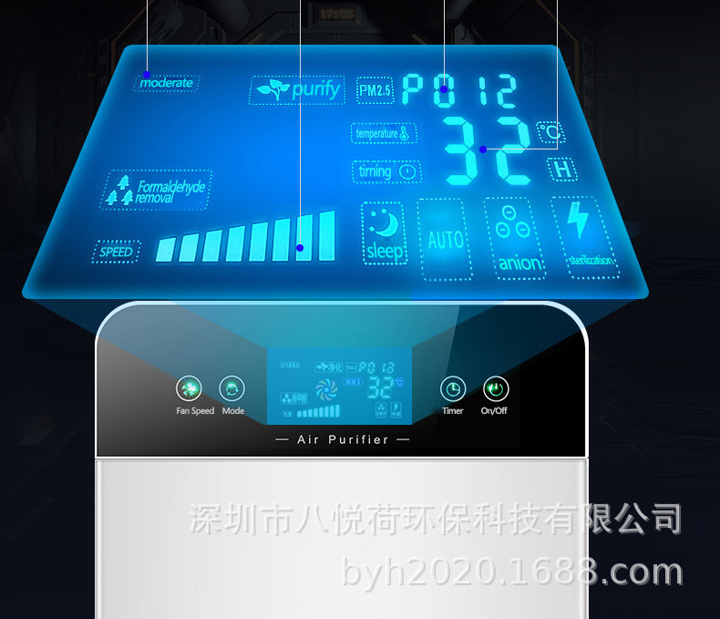Air purifier, household indoor humidification, UV ultraviolet disinfection, formaldehyde removal, smoke and odor removal, negative ion purifier pic 44
