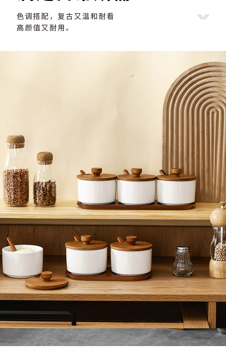 复古陶瓷调料盒盐罐家用调味料盒组合套装厨房调料罐调料瓶调味罐详情13
