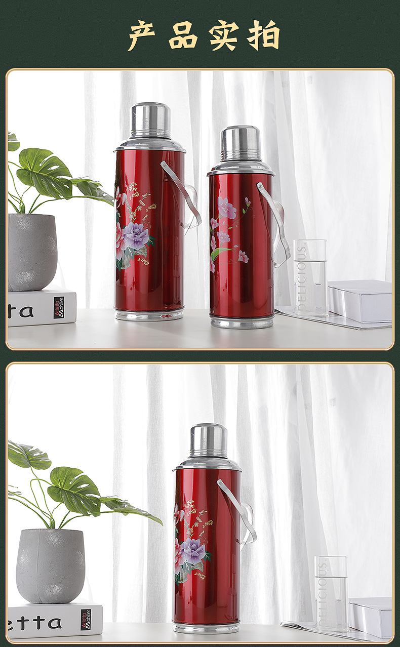 复古玻璃内胆热水瓶 家用茶瓶热水壶暖瓶暖壶 手提马口铁保温壶详情11