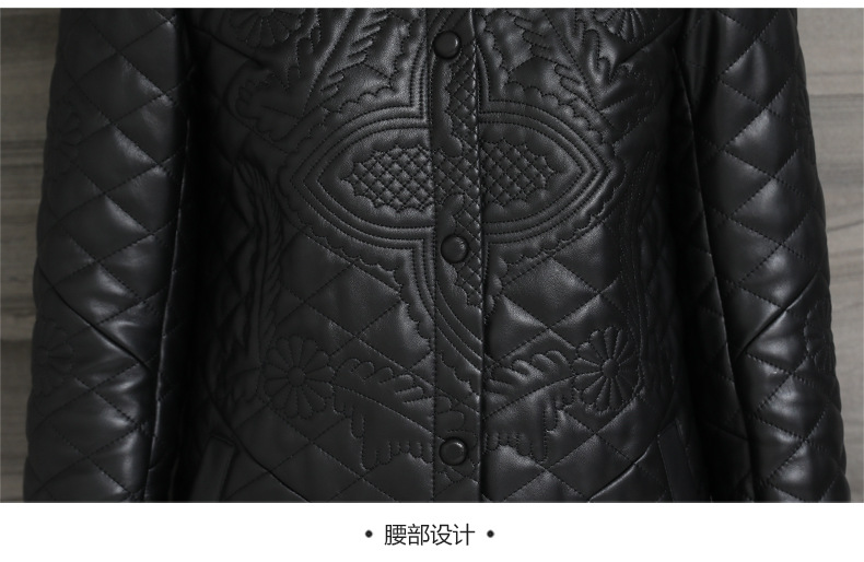 Autumn and winter genuine leather jacket for women, long mink collar sheepskin jacket with cotton, Korean-style coat pic 18
