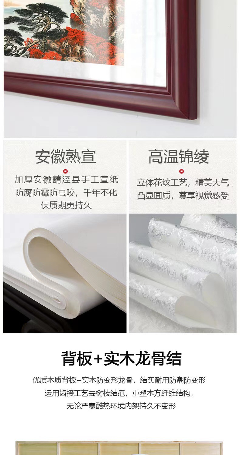 山水画客厅挂画鸿运当头国画办公室国潮书房字画新中式背景墙装饰画详情5