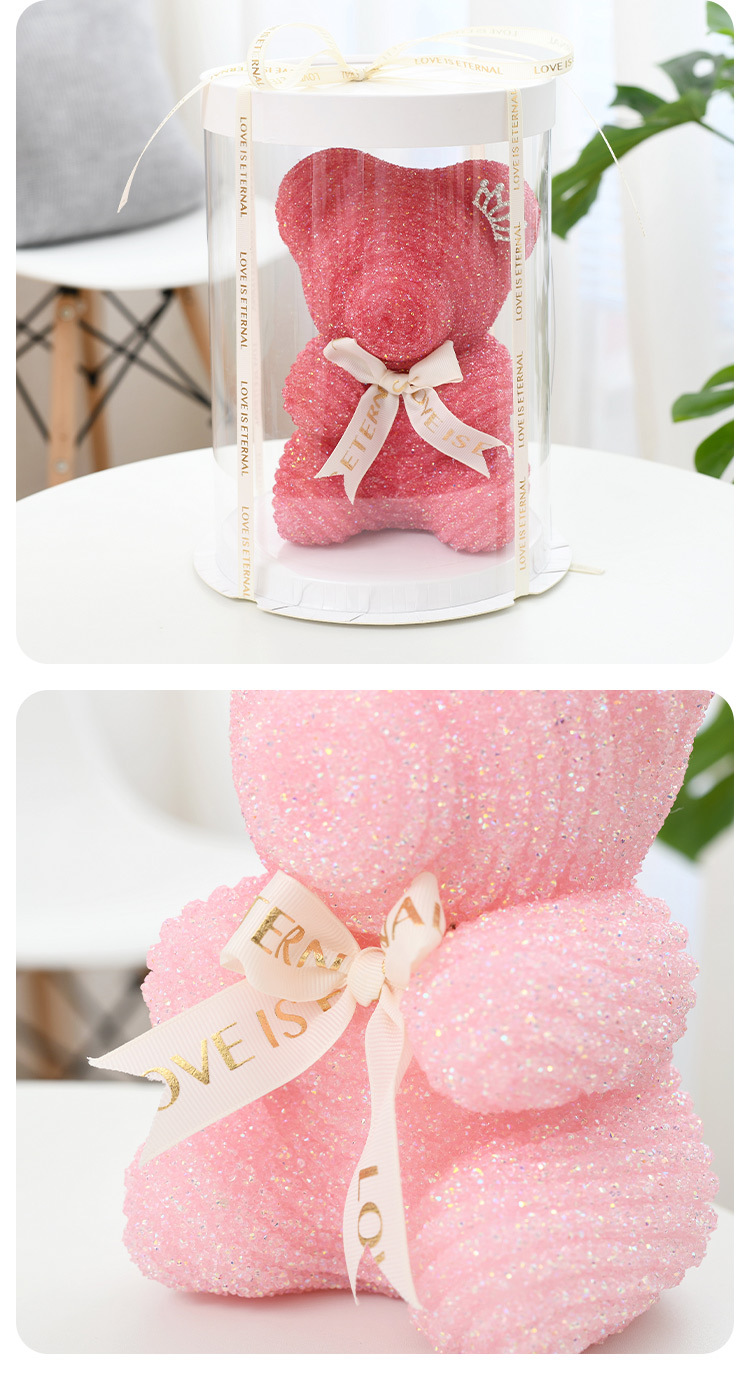 亚马逊水晶钻石熊 水钻熊泡沫花玫瑰熊七夕情人节礼物玫瑰熊礼盒详情12