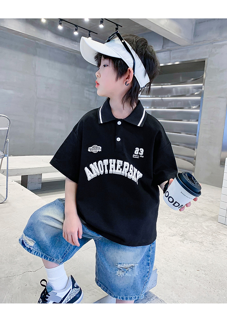 男大童夏季Polo衫运动短袖T恤2025新款儿童男孩夏装半袖冰感上衣详情10