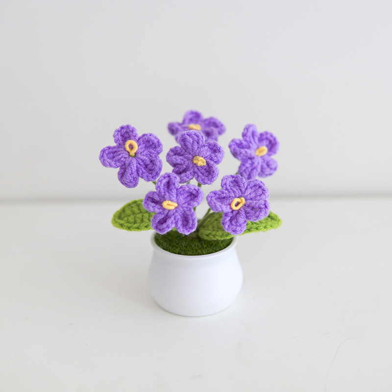 Finished hand-woven lily of the ear potted home decoration, knitted artificial flower yarn, crocheted sunflower bouquet gift pic 4