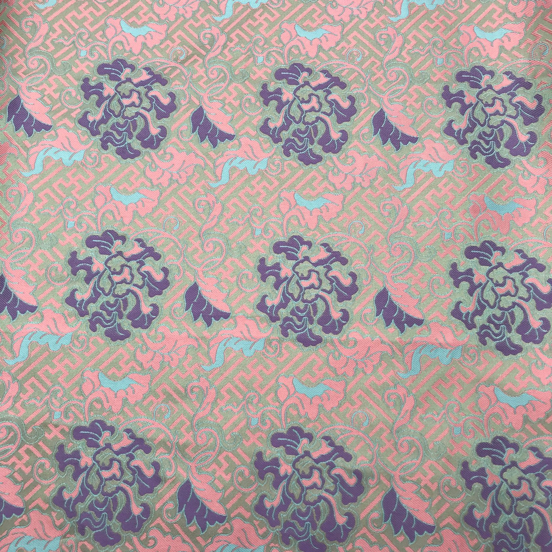 国潮现货色织宋锦中式马甲国风布料八达纹藻井竹叶提花仿宋锦旗袍面料详情16