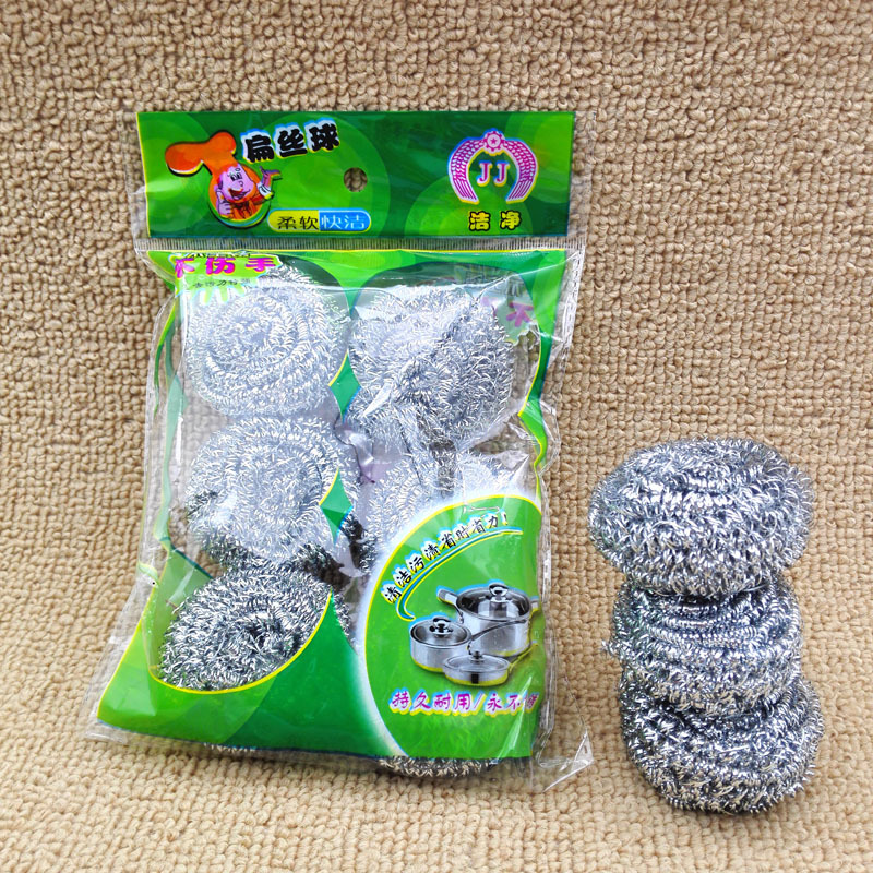 D1141 bag of 6 steel wool balls, iron wool balls, dishwashing brush, steel wool ball pot cleaning wonder, Yiwu, 2 yuan pic 2