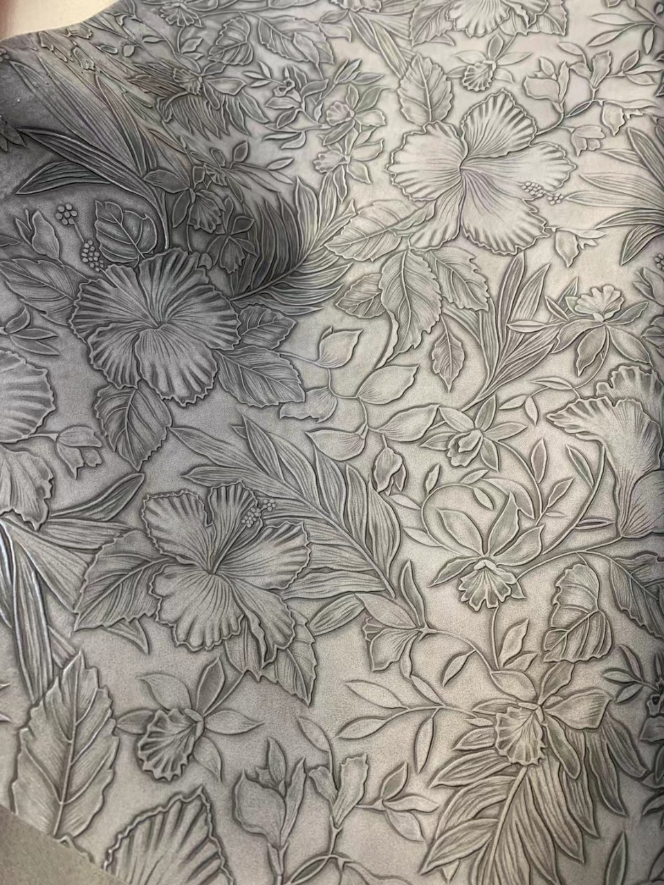 复古浮雕花纹pu 1.1拉毛底箱包化妆包文具包装革详情8