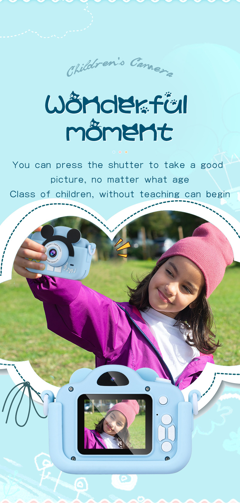 A5 Cross-border Children and Students Digital Mini Camera Fun Toy Educational Birthday and Festival Gift Camera pic 4