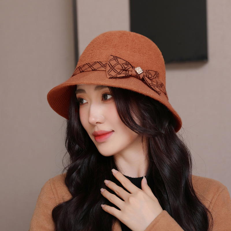 秋冬渔夫帽子女复古可折叠盆帽赫本风优雅保暖针织帽简约文艺礼帽详情9