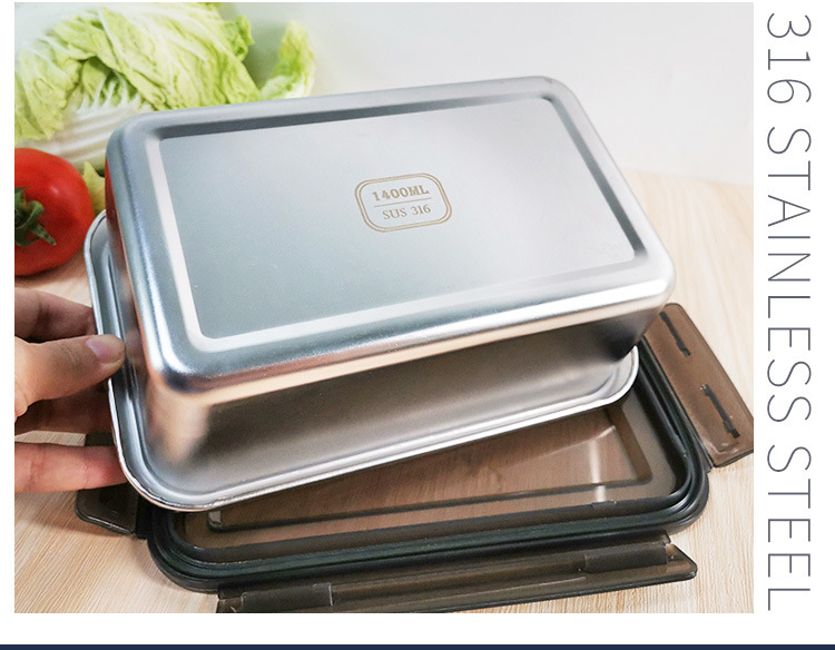 316 stainless steel food storage box, square lunch box, lunch box, refrigerator with lid, sealed storage box, fruit box set pic 6