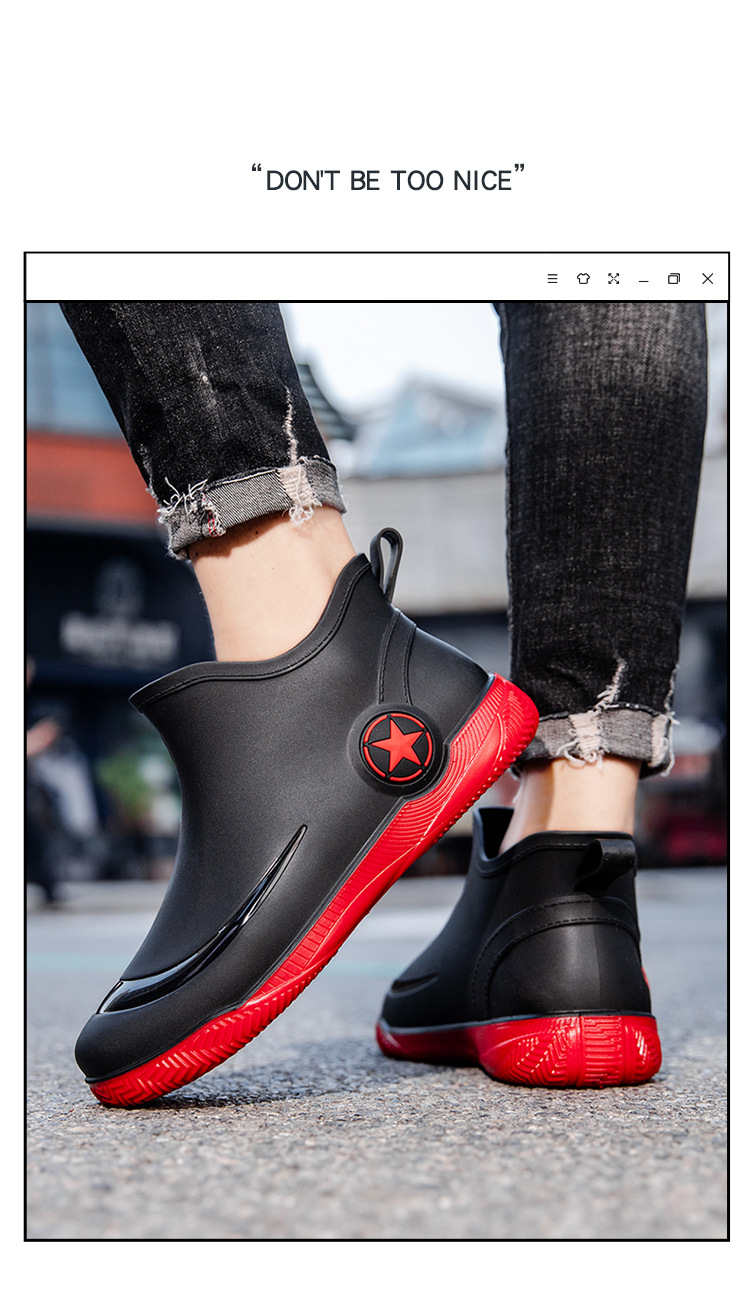 雨鞋短筒男款防滑耐磨赶海钓鱼水鞋2024新款男士加绒胶鞋防水雨靴详情1