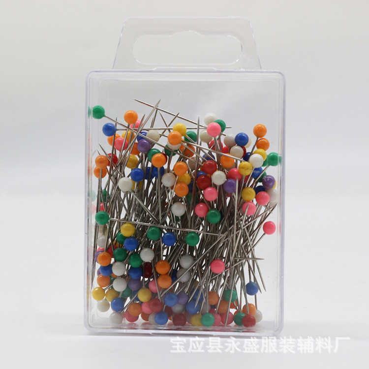跨境200枚挂盒装彩色本色亮色珠光针4*38mm圆头定位针厂家批发详情6