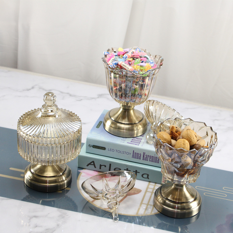 Crystal glass candy jar display pic 1