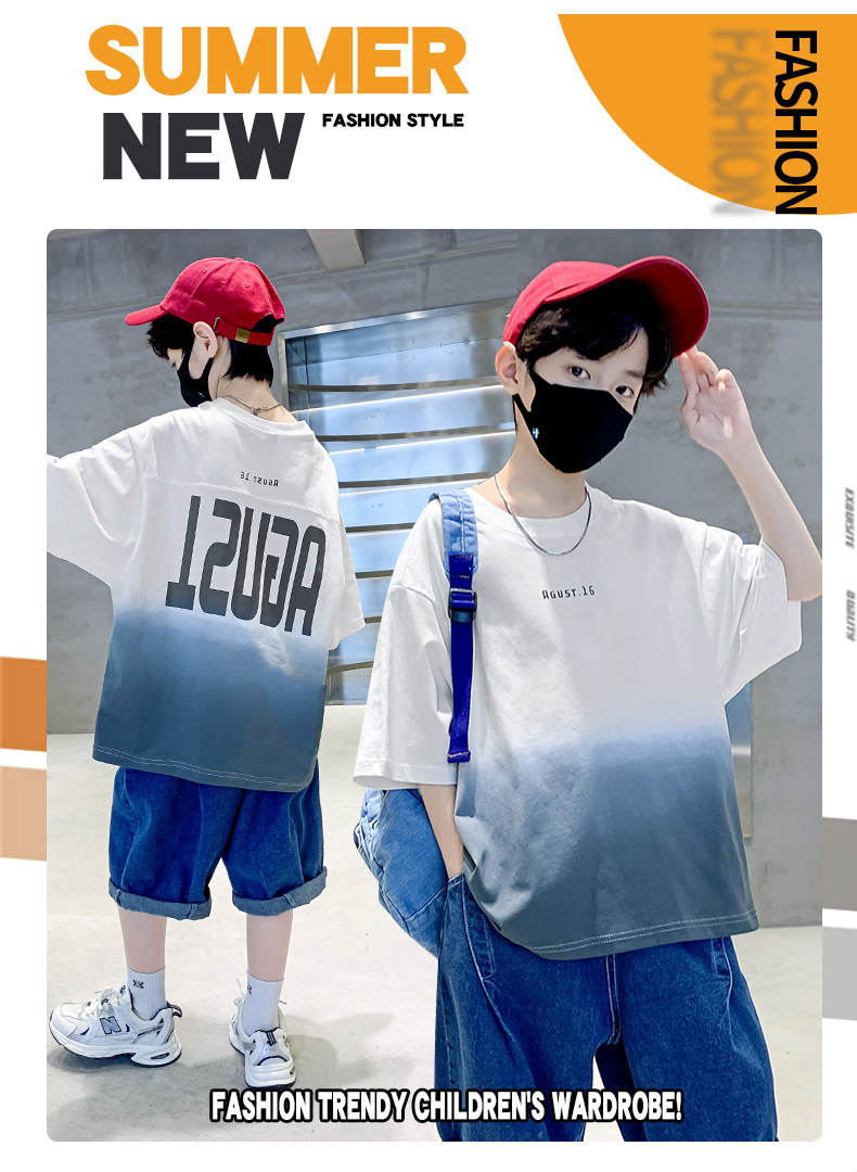 Pure cotton boys' short-sleeved T-shirt summer wear 2023 new style children's boys' summer wear summer baby pants pic 77