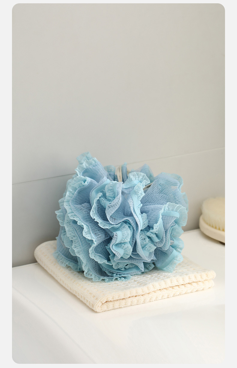 FaSoLa Home lace-trimmed bath balls for bathroom skin cleaning honeycomb bath flowers soft PE mesh bath balls pic 15