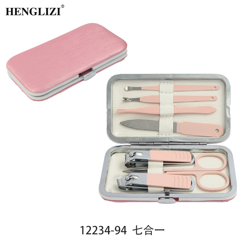 Cross-border nail trimming tool box, checkered set, nail clippers 10-piece set, eyebrow clippers, ear spoons, stainless steel nail set pic 10