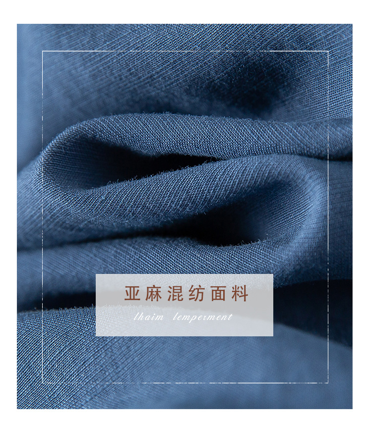 现货春季新款亚麻翻领长袖衬衫气质时尚宽松上衣休闲百搭衬衣女装详情5