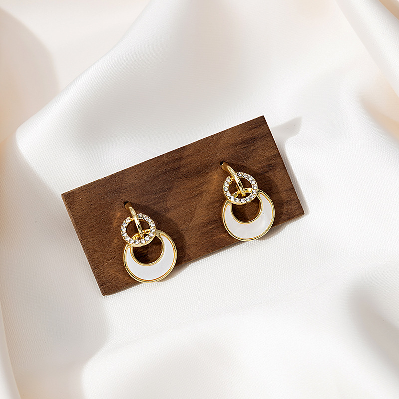 超闪镶钻双层圆圈耳环女ins风轻奢风简约设计时尚镂空耳钉女详情4