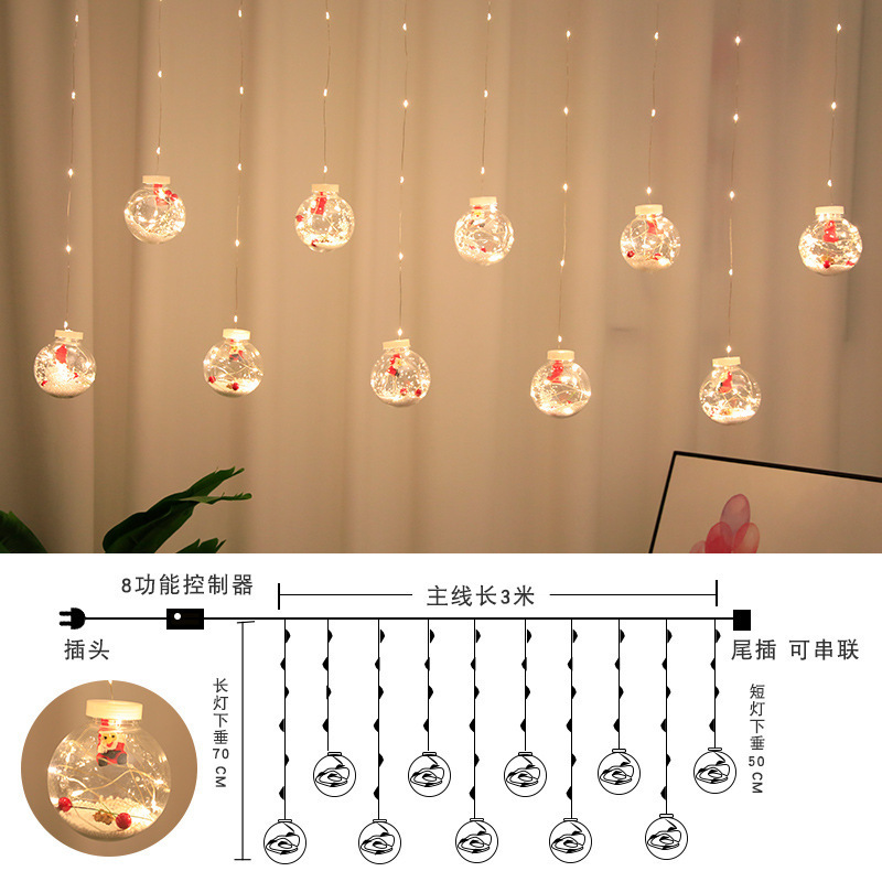 LED灯串圣诞许愿球窗帘灯彩灯雪人圣诞树橱窗装饰皮线灯串窗帘灯详情6