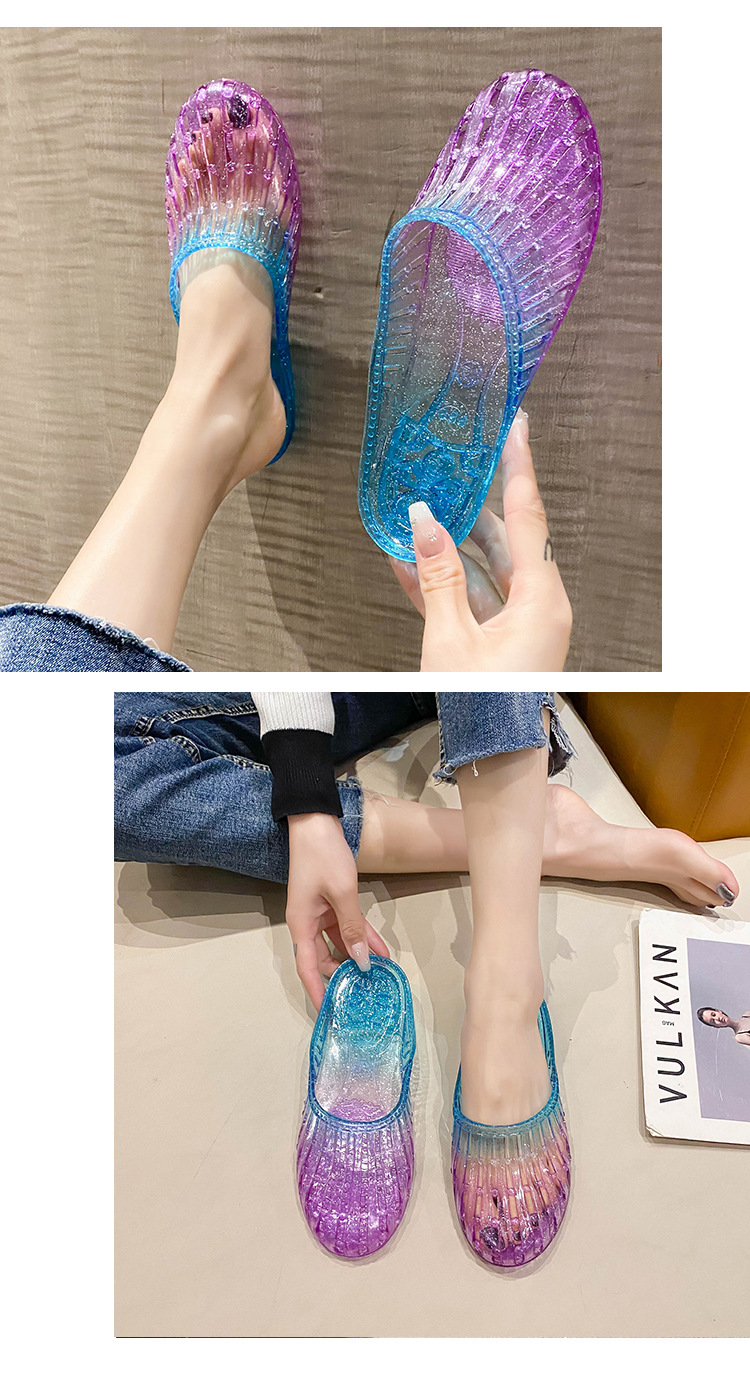 水晶拖鞋女透明洗澡防滑居家中老年妈妈凉拖鞋夏季外穿包头半拖鞋详情10