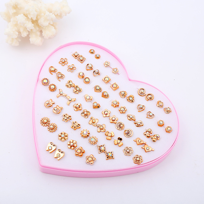 Korean version boxed ear studs in stock, student resin electroplated dot diamond jewelry earrings, student street stalls selling hot earrings wholesale pic 6