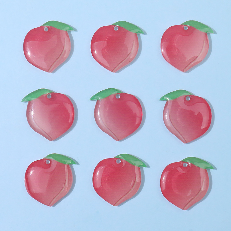 DIY bulk accessories wholesale resin peach slice earrings, earrings, hairpins, pendants, peach pendants, handcrafted materials pic 7