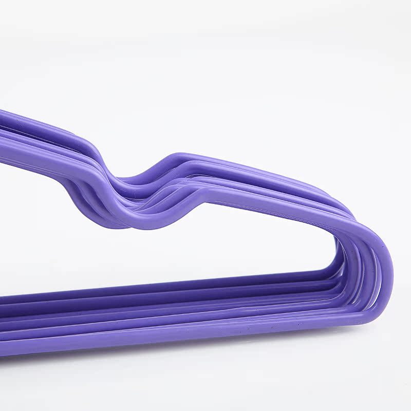 0688 Factory Direct sales New grooved iron wire hanger, steel wire plastic-coated single-color hanger, household thickened plastic-coated hanger pic 4