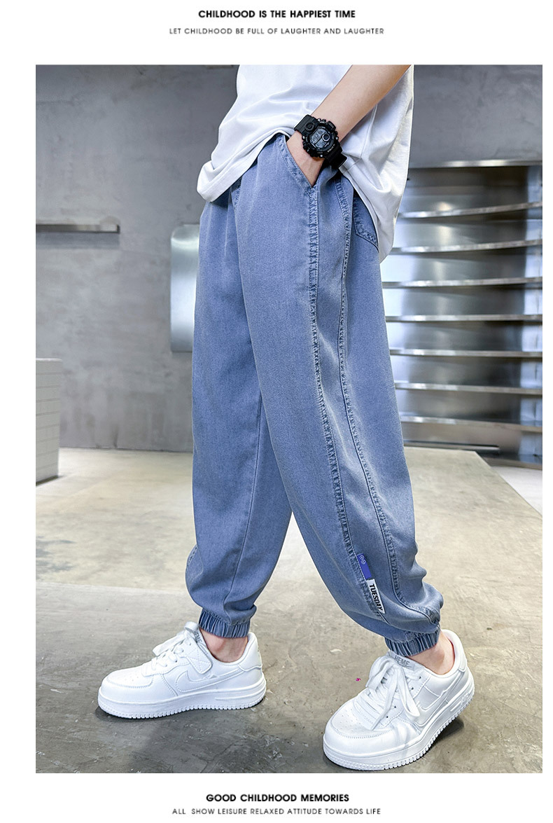 男童夏季裤子薄款天丝牛仔裤2023夏季新款男孩冰丝防蚊裤轻薄透气详情12