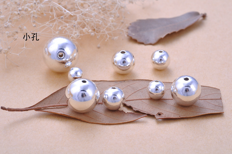 DIY positioning beads, positioning beads, silver beads, loose beads, round beads and smooth beads accessories of 925 sterling silver handmade bracelet rope pic 2