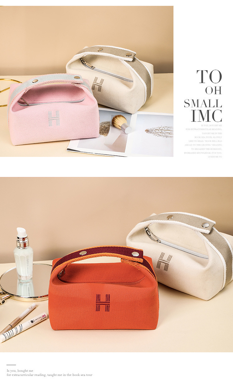 新款简约风帆布化妆包便携手提防水防尘大容量旅行时尚洗漱收纳包详情10