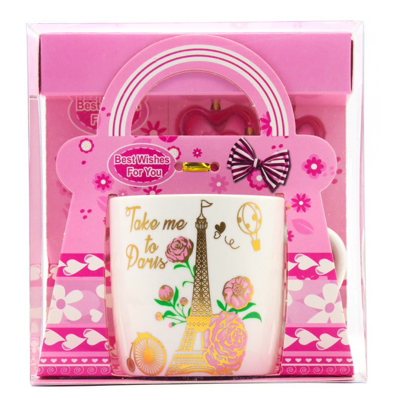 Export ceramic coffee cups with gilded patterns on the Eiffel Tower, French architecture, household universal style, factory direct supply pic 5