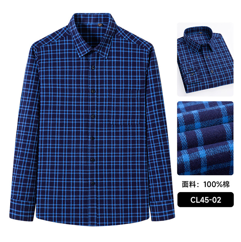 日系复古格子衬衫男长袖纯棉磨毛时尚休闲跨境外贸春秋新款潮衬衣详情23