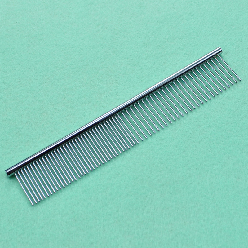 Pet comb, stainless steel row comb, dog grooming row comb, pet straight row grooming steel comb, single row sparse density comb pic 3