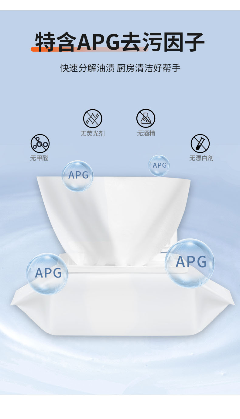 Kitchen cleaning wet wipes, powerful oil and dirt removal, range hood oil stain removal, household oil wiping and degreasing wet wipes 80 cups pic 5